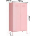 thumbnail image 3 of Metal Wardrobe Coat Cabinet with Adjustable Shelves and Hanging Rod,Storage Closet Locker for Bedroom, Room,Office, Home, School,Almirah for Clothes,Blanket. (2 Door Short Rod, Pink), 3 of 12