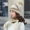 thumbnail image 3 of ZOELNIC Hat Scarf Set, 4 in 1 Winter Scarf Mask Gloves Set, Hat with Scarf Attached, Girls Warm Hat Earmuffs Cap with Pom for Indoor and Outdoor Sports, 3 of 3