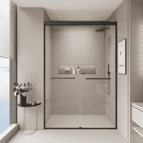 Matte Black 44-48 in. x 72 in., 1/4" (6mm) Thick Tempered Glass Semi-Frameless Bypass Double Sliding Shower Door
