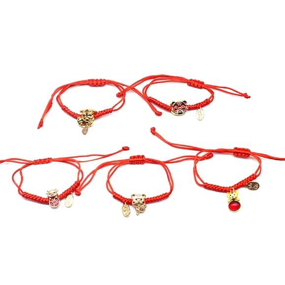 5pcs Red String Bracelet Braided Rope Bracelet Wrist Red Chain (Random Style)