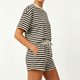 thumbnail image 5 of Neewe Lounge Sets for Women Round Neck Striped Short Sleeves Tops and Elastic Drawstring Shorts 2 Piece Sets Oversized Daily Outfits 2026, 5 of 6