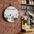 thumbnail image 3 of Welcome Sign for Front Door, Brown Pumpkin 8 Inch Round Metal Sign for Home Decoration, Black White Thanksgiving Fall Plaid Leaf Decorative Wall Signs for Holiday Party Supplies Decor, 3 of 9