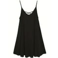 thumbnail image 2 of Plus Size Women's Loose Backless Slip Cross Fashion Dress, 2 of 6