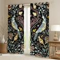 thumbnail image 2 of Colorful Bird Curtains & Drapes for Women Men Exotic Style Curtains Retro Botanical Plants Window Curtains Bohemian Vintage Flowers Pattern 30%-50% Blackout Curtains 52x63 inch for Living Room,Black, 2 of 6