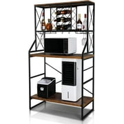 VINGLI Kitchen Bakers Rack, 71" Microwave Stands Coffee Bars with Liquor Holder, Wine Glass Rack Large Appliance Storage Shelves for Mini Fridge, Coffee Maker, Microwave Oven, Ice Maker, Air Fryer