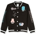 thumbnail image 2 of Disney Girls' Lilo & Stitch & Angel Fleece Button Up Varsity Bomber Jacket Toddler to Big Kid, Black, 2 of 9