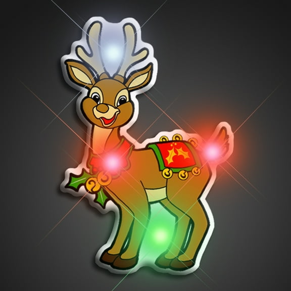 FlashingBlinkyLights Rudolph the Red Nosed Reindeer Flashing Blinking Light Up Body Lights Pins (25-Pack)