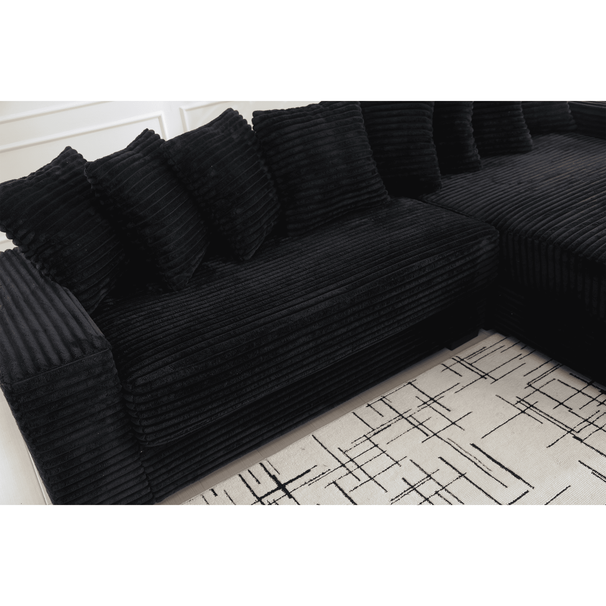 AISWORD 111" Oversized 3-Seat L-Shaped Sectional Sofa with Right Chaise, Luxury Corduroy Fabric Modular Couch with 8 Throw Pillows, Easy Assembly for Living Room