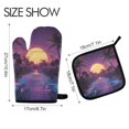 thumbnail image 2 of Yayeee Oven Mitts and Pot Holder Set of 2 Heat Resistant Kitchen Gloves Baking Hot Pad, Blue Neon Road, 2 of 5