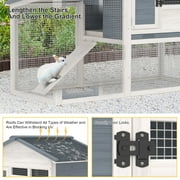 GOJOOASIS Rabbit Hutch Indoor, Chicken Coop Outdoor with Waterproof Roof & Running Cage Large Bunny Cage with Ramp & Removable Tray 2 Story