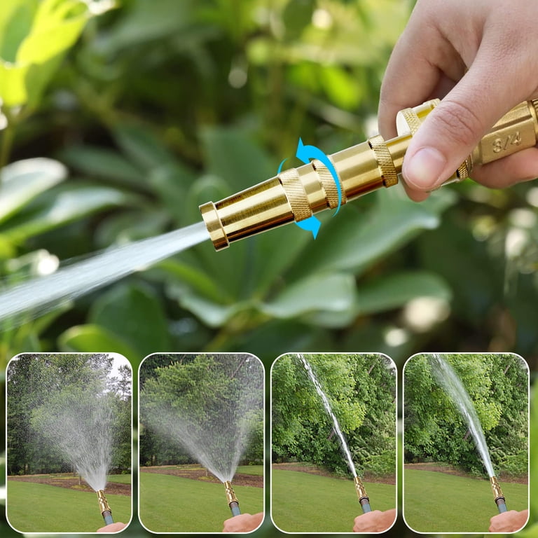 Eeekit High-Pressure Hose Nozzle, Heavy Duty Brass Adjustable Twist Hose Nozzle for Garden, Spray to Jet Design, 3/4" Thread