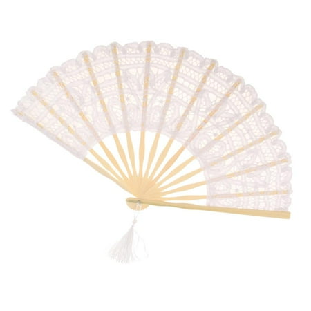 

Chinese Folding Fans Wedding Costume Props - Beige White