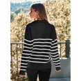 thumbnail image 4 of Women's Quarter Zip Striped Oversized Sweater Mock Turtleneck Pullover Fall Fashion Outfit Winter Trendy Clothes, 4 of 6