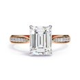 thumbnail image 2 of AFFY Solitaire Engagement Wedding Ring for Women Center 9X7MM Emerald and Round Lab Created Moissanite Rings Jewelry Gift for Her In 10K Solid Rose Gold Size 5.5, 2 of 6