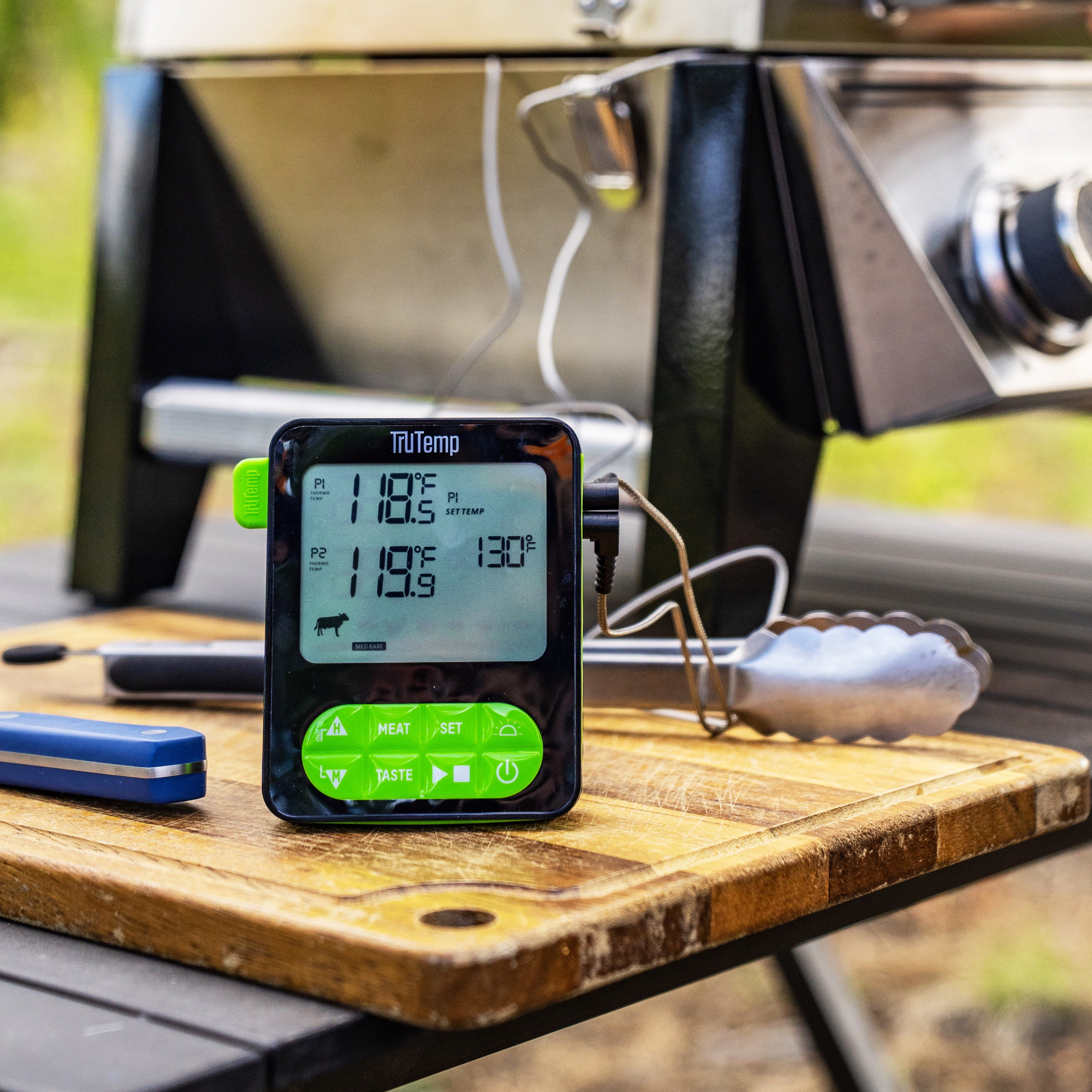 TruTemp Digital Dual Probe Programmable Meat Thermometer for Grilling, Smoking, & Cooking, Green