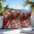 thumbnail image 3 of Throw Pillow Covers 16x16 Inch Set of 2, Cardinal Bird Waterproof Outdoor Pillow Covers, Poinsettia Pine Cones Berry Flowers Red Plaid Decorative Cushion Pillowcases for Couch, Sofa, Bed, Patio, 3 of 9