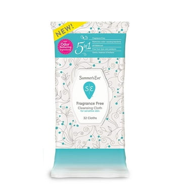 4 Pack Summer's Eve Cleansing Cloths | Fragrance Free | pH-Balanced | 32 Count