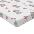 thumbnail image 2 of Ambesonne Animal Cartoon Fitted Sheet, Butterfly, Full Size, Pale Pink White Grey, 2 of 3