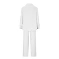thumbnail image 5 of safuny Women's Three Piece Set Comfy Casual Plus Size Suit For Girlfriend Wife Daughter Lapel Dressy Long Sleeve Solid Col White M, 5 of 6