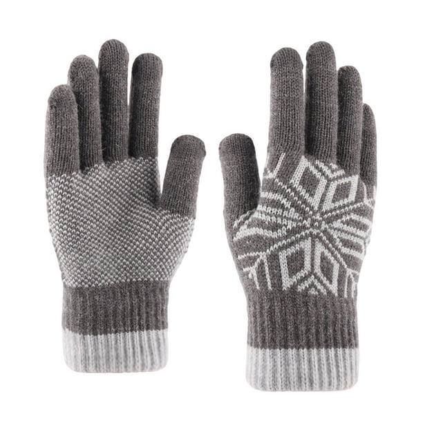 EeaseMX 1 par de guantes gruesos para pantalla táctil, de punto, cálidos, resistentes al viento, de invierno, para hombre (gris)