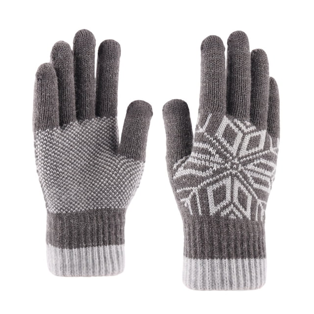 EeaseMX 1 par de guantes gruesos para pantalla táctil, de punto, cálidos, resistentes al viento, de invierno, para hombre (gris)