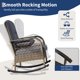 thumbnail image 3 of Silla mecedora de exterior Silla de jardín de ratán resistente a la intemperie – Diseño ergonómico, estructura de acero, cojín gris grueso – Marrón ratán + cojín gris, 1 pieza – Ideal para patio, 3 of 8