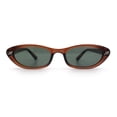 thumbnail image 5 of Womens Vintage Vibe Narrow Rectangle Cat Eye Plastic Sunglasses Brown - Green, 5 of 8