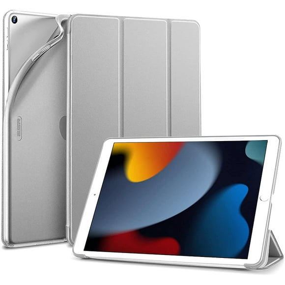 Case Compatible with iPad 9th Generation (2021), 8th Generation (2020), 7th Generation (2019), Slim Protective 10.2-Inch Case, Shock-Resistant TPU Back, Auto Sleep/Wake, Frosted Gray