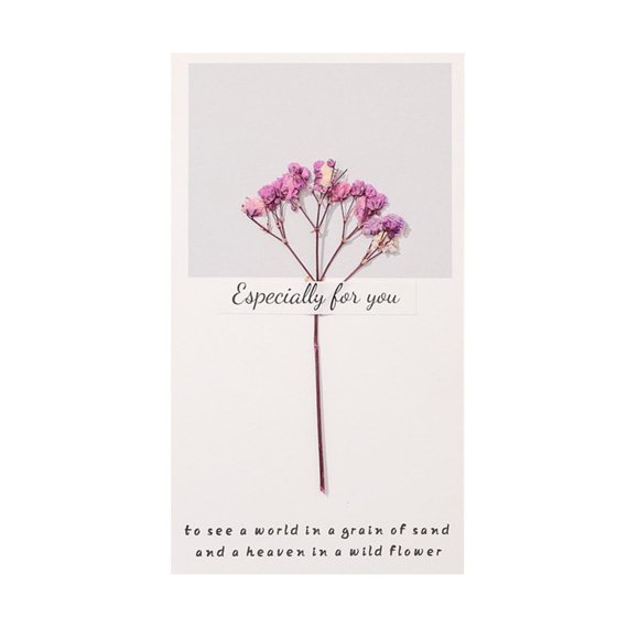 Dried Flower Greetings Card Unique Eco Design Recycled Brown Kraft Paper Nature Lover's Celebrate with Natural Beauty