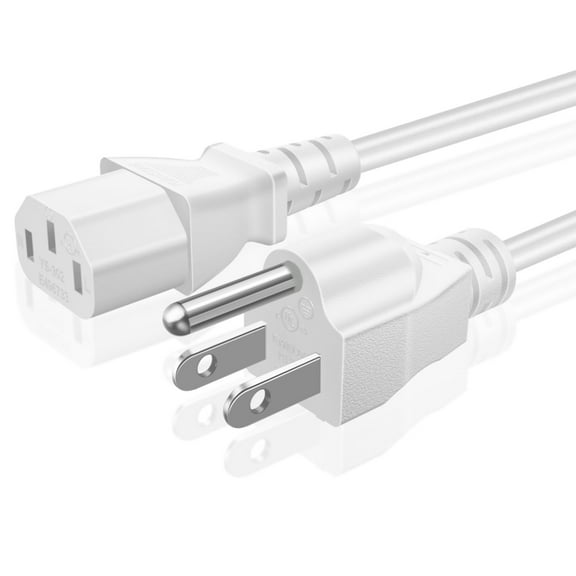 Universal Power Cord (10 Feet) - NEMA 5-15P to IEC320C13 Power Cable Wire Connector Socket Plug Jack - White