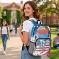 thumbnail image 3 of ZIATUBLES Clear Backpack Heavy Duty, American Flag Eagle Roses Print Fabric & PVC Transparent Bag, Large Capacity See Through Backpack for School College Work Travel Security, 3 of 7