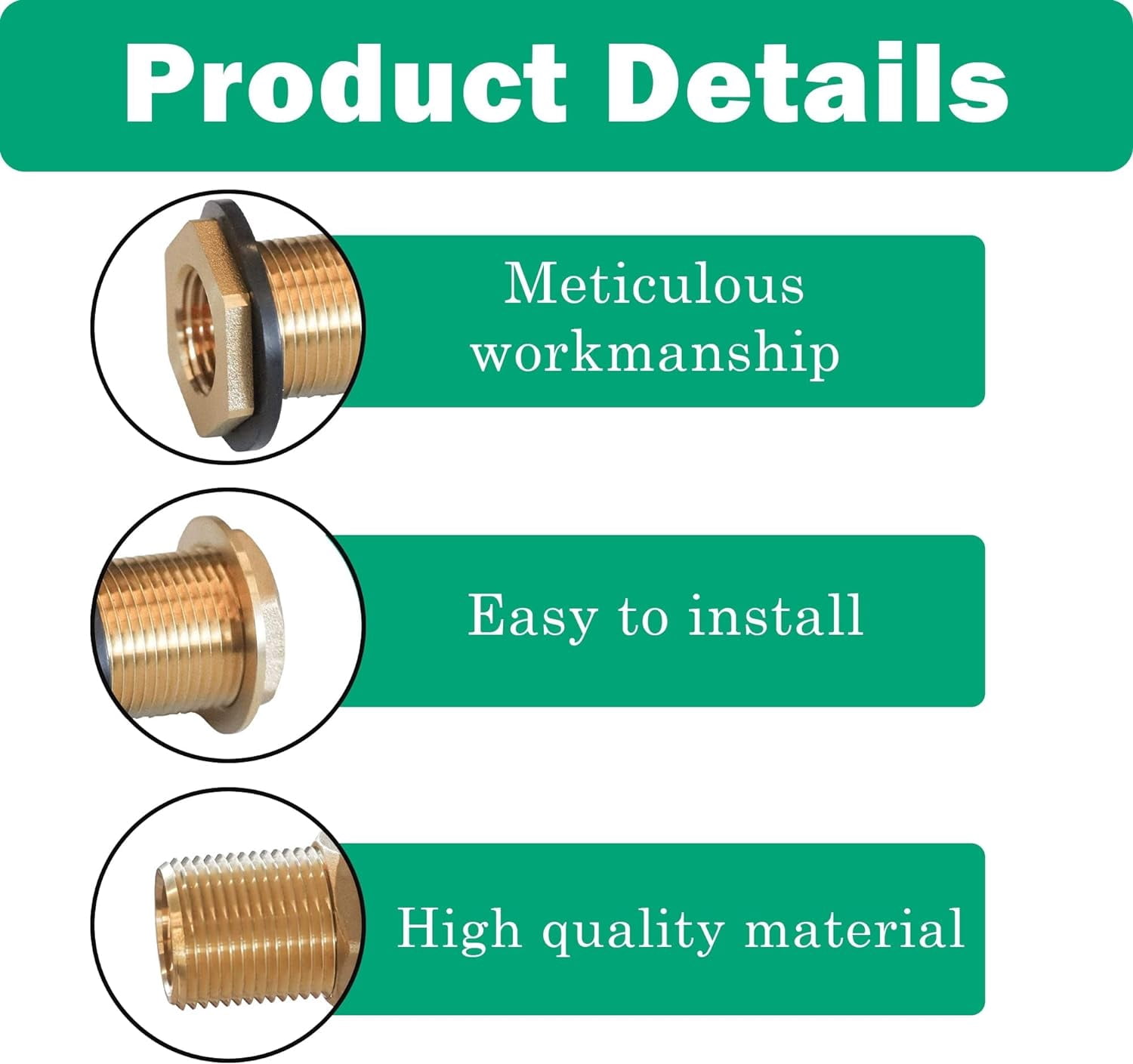 Garden Hose Quick Connect Aluminum Fitting 1/2 Inch Brass Bulkhead Tank Adapter