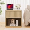 thumbnail image 6 of Brafabhome Fluted Nightstands with Drawers for Bedroom, Modern Curved Profile Bedside Table with Open Shelves, Accent End Table with Hidden Drawer for Living Room, Set of 2 | Nature, 6 of 12