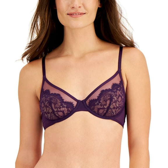 Inc International Concepts Womens Underwire Lace Bra, Purple, Small