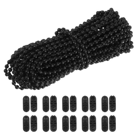 Uxcell Blind Bead Chain Cord Set, 10M POM Chain Accessories with 10 Pack Connectors, Black