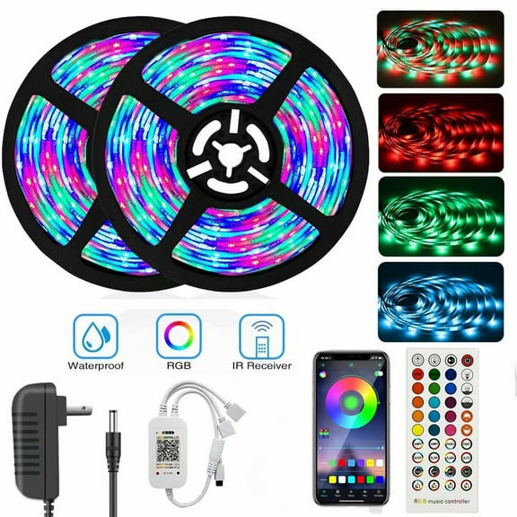 LED Strip Lights,32.8ft Waterproof RGB Colored Rope Light Strip Kit with Remote and Power Adapter,for Room, Ceiling, Bedroom, Cupboard Lighting