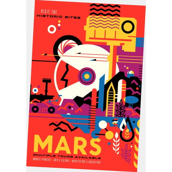 Nasa Travel Poster Art Poster 16"x24" 16x24 Mars Multi-Color Square Adults Best Posters