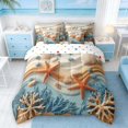 thumbnail image 3 of Manfei 3D Beach Seashell Starfish Coral Bedding Comforter Set for Kids Boys and Girls, Coastal Life Print Queen Bedding Sets, Polka Dots Reversible 7 Pieces, 3 of 6