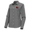 thumbnail image 2 of Women's Antigua Black Oregon State Beavers Porter Woven Tri-Blend Long Sleeve Button-Up Shirt, 2 of 3
