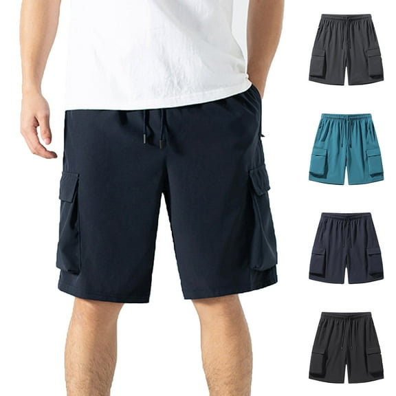 Xunlbb Mens Shorts Clearance Cargo Shorts for Men, Mens Casual Fashion Solid Drawstring Elastic Waist Multiple Pockets Shorts, M-3XL