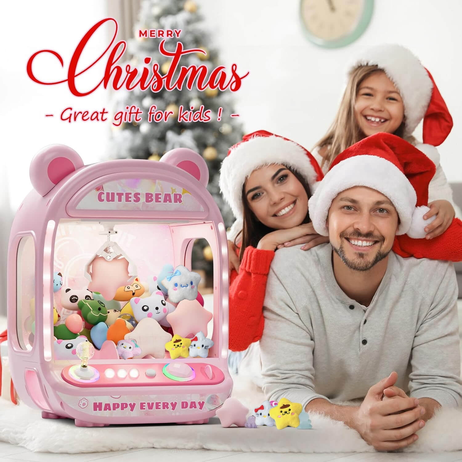 Ruvince Claw Machines Kids Arcade Mini Vending Machine with Squishy Toy Candy Dispenser Machine,Claw Game Machine Gifts for Boys Girls