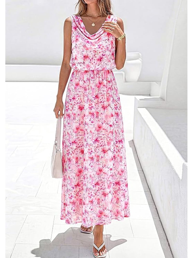 floral maxi dress for beach wedding Floral Maxi Dress with Plunging Neckline for Beach