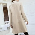 thumbnail image 6 of Stichou Womens Long Double Breasted Coats Lapel Collar Pea Coat Winter Slim Fit Jackets Trench Coat Outwear Beige S, 6 of 7