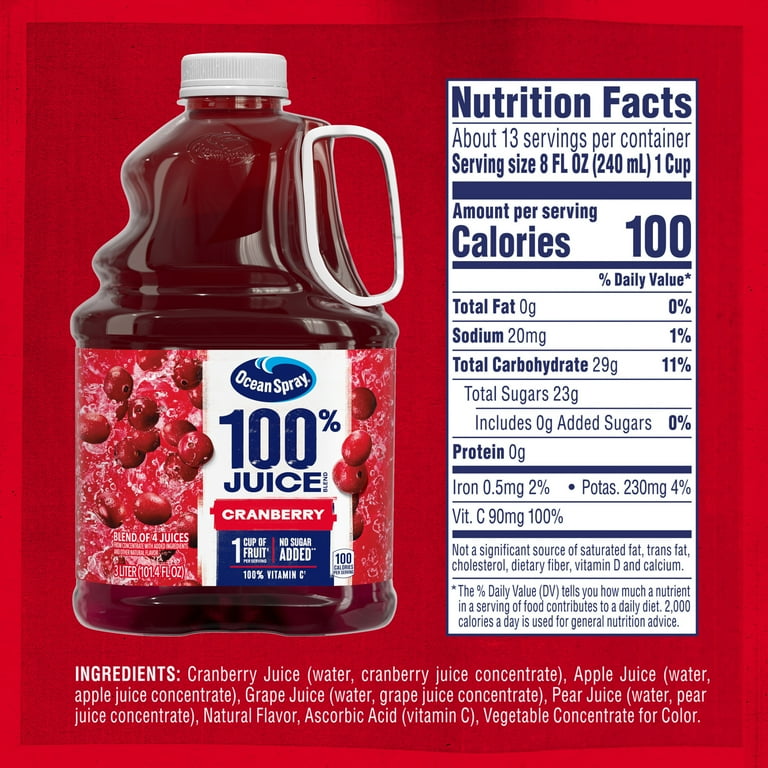 Ocean Spray® 100% Cranberry Juice Blend, Cocktail Mixer, fl
