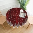 thumbnail image 4 of Christmas Round Tablecloth for Kitchen Dining, 60Inch Red White Xmas Trees Wood Board Table Cloth, Winter Snowflakes Fabric Non-Slip Table Cover for Holiday New Year Picnic Decor, 4 of 6