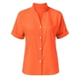 thumbnail image 6 of Daznico Womens Tops Women Short Sleeve V Neck Workout Tops Casual T Shirts Blouse Shirts for Women Orange XL, 6 of 7