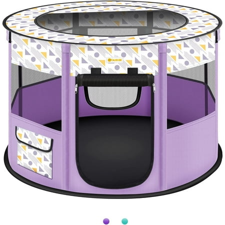 TASDISE Foldable Pet Playpen for Dogs Cats Rabbits Indoor and Outdoor Travel Purple Tent 43.5"x43.5"x23.5"