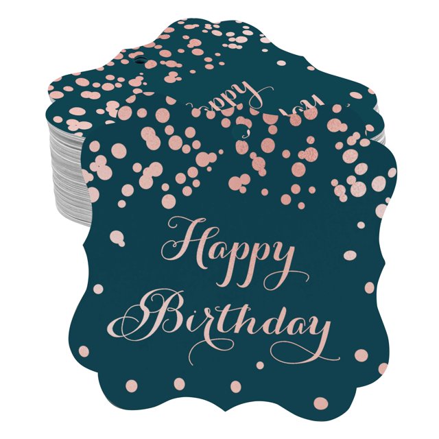 Inkdotpot Pack Of 100 Real Rose Gold Foil Bracket Shape Paper Tags Happy Birthday Favor Hang Tags