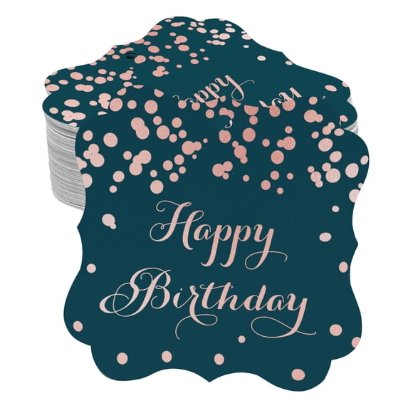 Inkdotpot Pack Of 100 Real Rose Gold Foil Bracket Shape Paper Tags Happy Birthday Favor Hang Tags