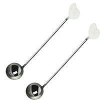Masteelf 2pcs Stainless Steel Heart Shape Honey Spoon Long Handle Syrup Dippers Round Head Stirrer for Cocktail Iced Coffee